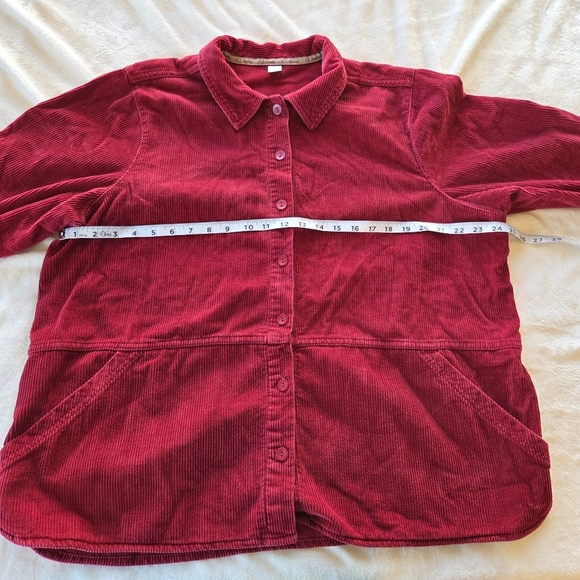 C.J. Banks Red Corduroy Button-Up Tunic Jacket 1X Pockets 100% Cotton - Picture 8 of 14